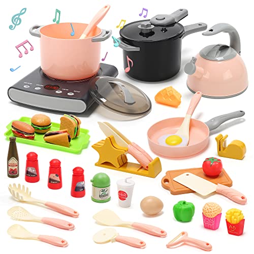 Pretend Play Kitchen Toy with Cookware and Play Food K64042