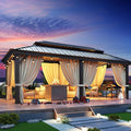 12x20 Aluminum Steel Hardtop Gazebo with Netting and Curtains W71928