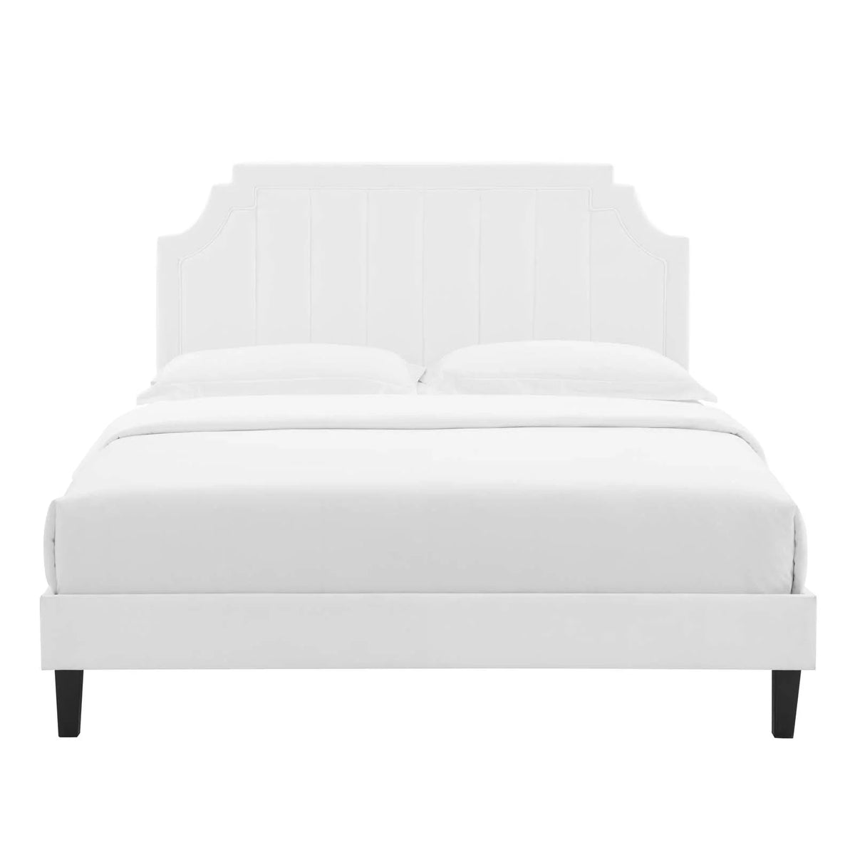 Twin Size White Velvet Platform Bed Frame K2420