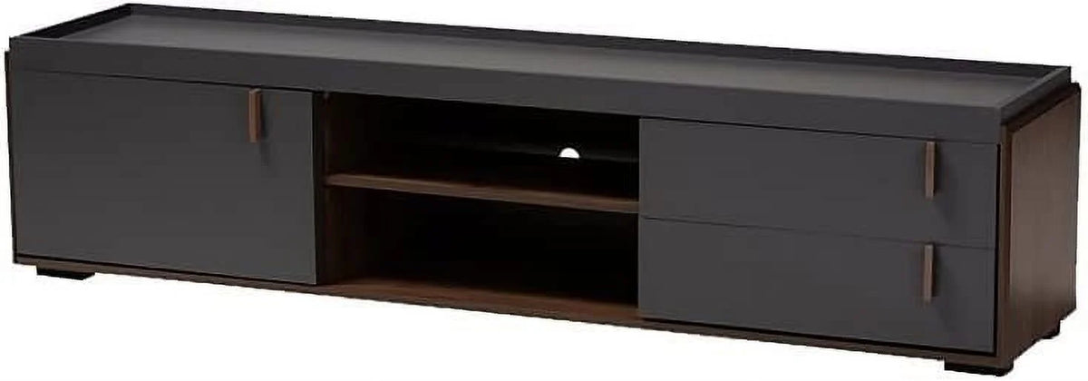 Gray and Walnut Wood TV Stand P428362
