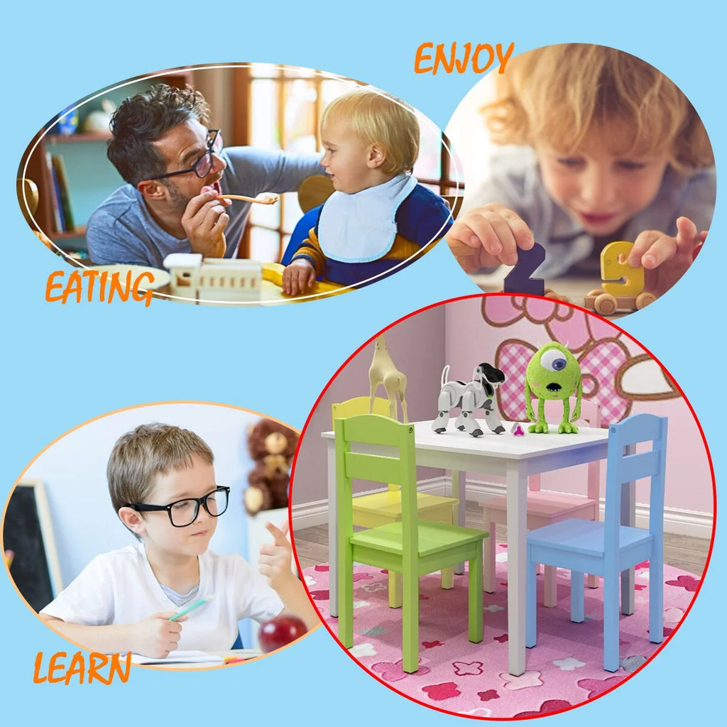 5 Piece Kids Wood Table Chair Set H345861