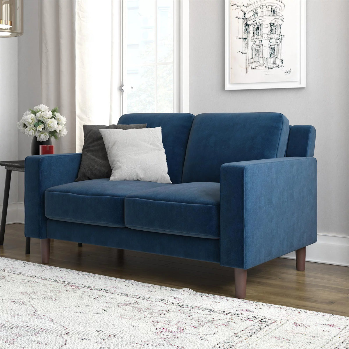 Blue Velvet 2 Seater Sofa G63276