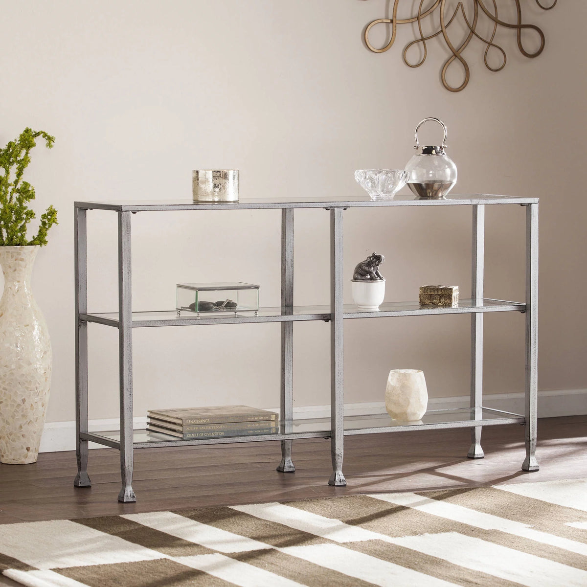 Metal Glass 3-Tier Console Table M224
