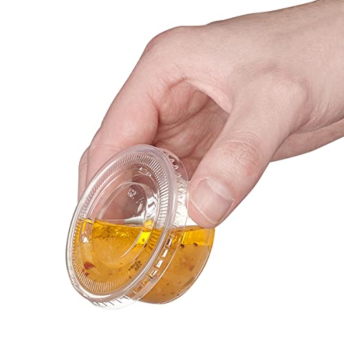 2 oz 100 Count Clear Disposable Plastic Portion Cups with Lids W45492