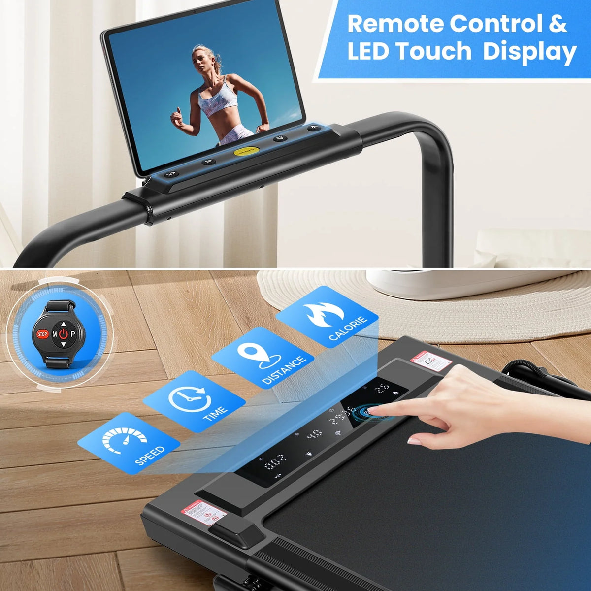 Folding Treadmill 300 Weight Capacity with Remote Control T7980