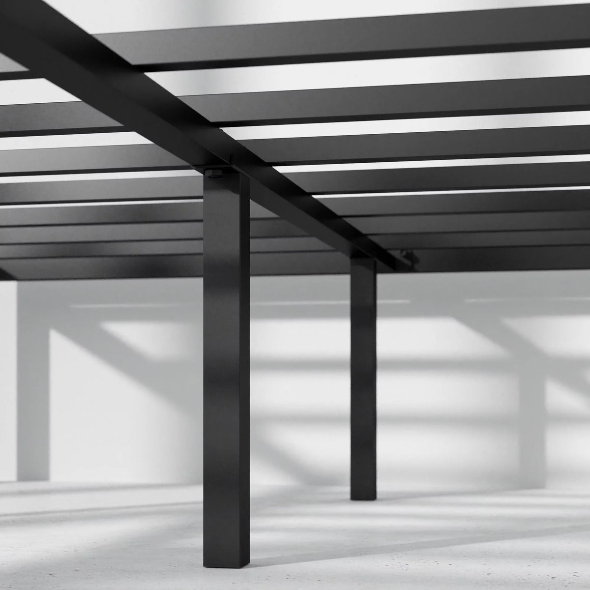 16" Metal Platform Bed Frame with Steel Slats, Twin N880