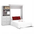 White Wood Queen Murphy Bed and Organizer with Drawers E423762