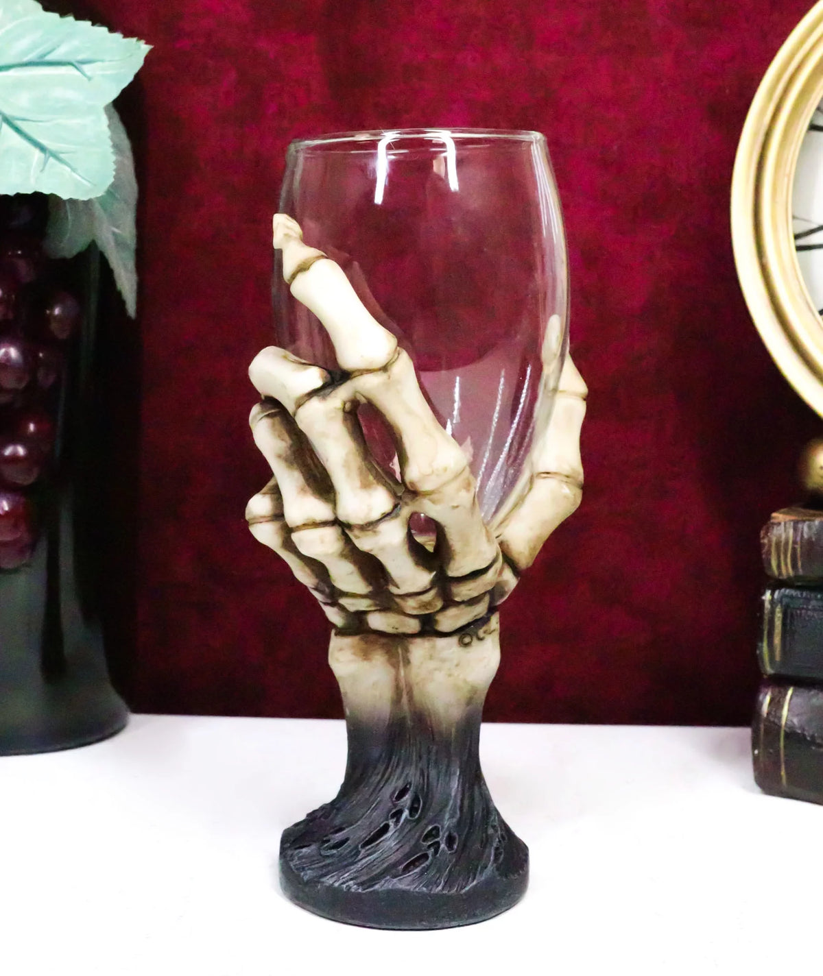 Gothic Skeleton Hand Wine Goblet Glass Chalice U41697
