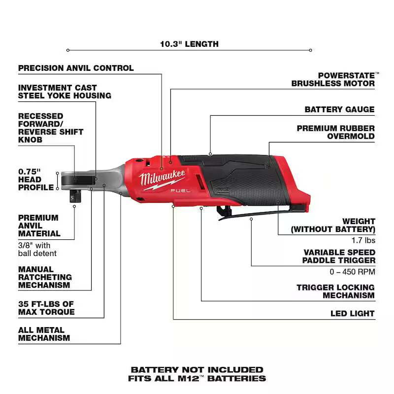 12V Lithium-Ion Brushless Cordless 3/8 in. and 1/4 in. Ratchets O825