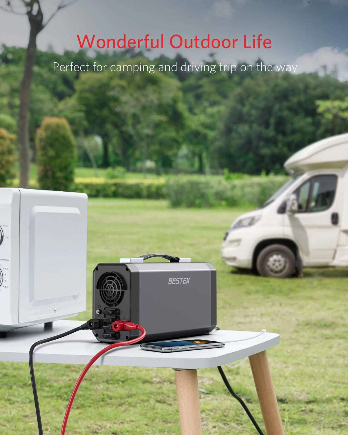 1200W Power Inverter DC 12V to 110V AC Converter with LCD Display Dual USB Car Charger B418