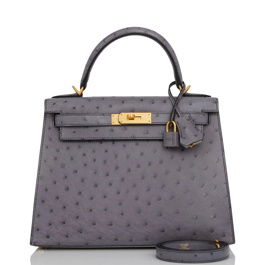 Gris Agate and Gris Perle Ostrich Bag A102