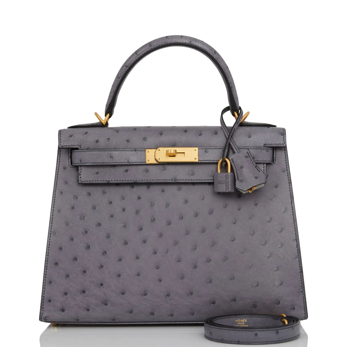 Gris Agate and Gris Perle Ostrich Bag A102