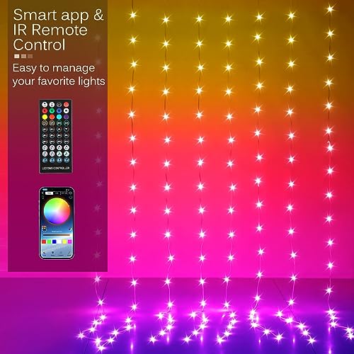 8ft x 6ft 144 LED RGB Color Changing Curtain Lights Y71257