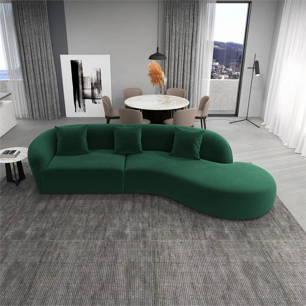 Green Velvet Curvy Couch W173