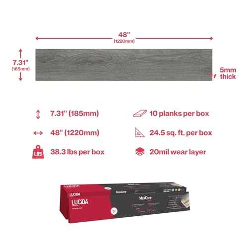 7. 5/16"x48" 5mm Thick Interlocking Click Lock Waterproof Luxury Vinyl Flooring Planks A51923