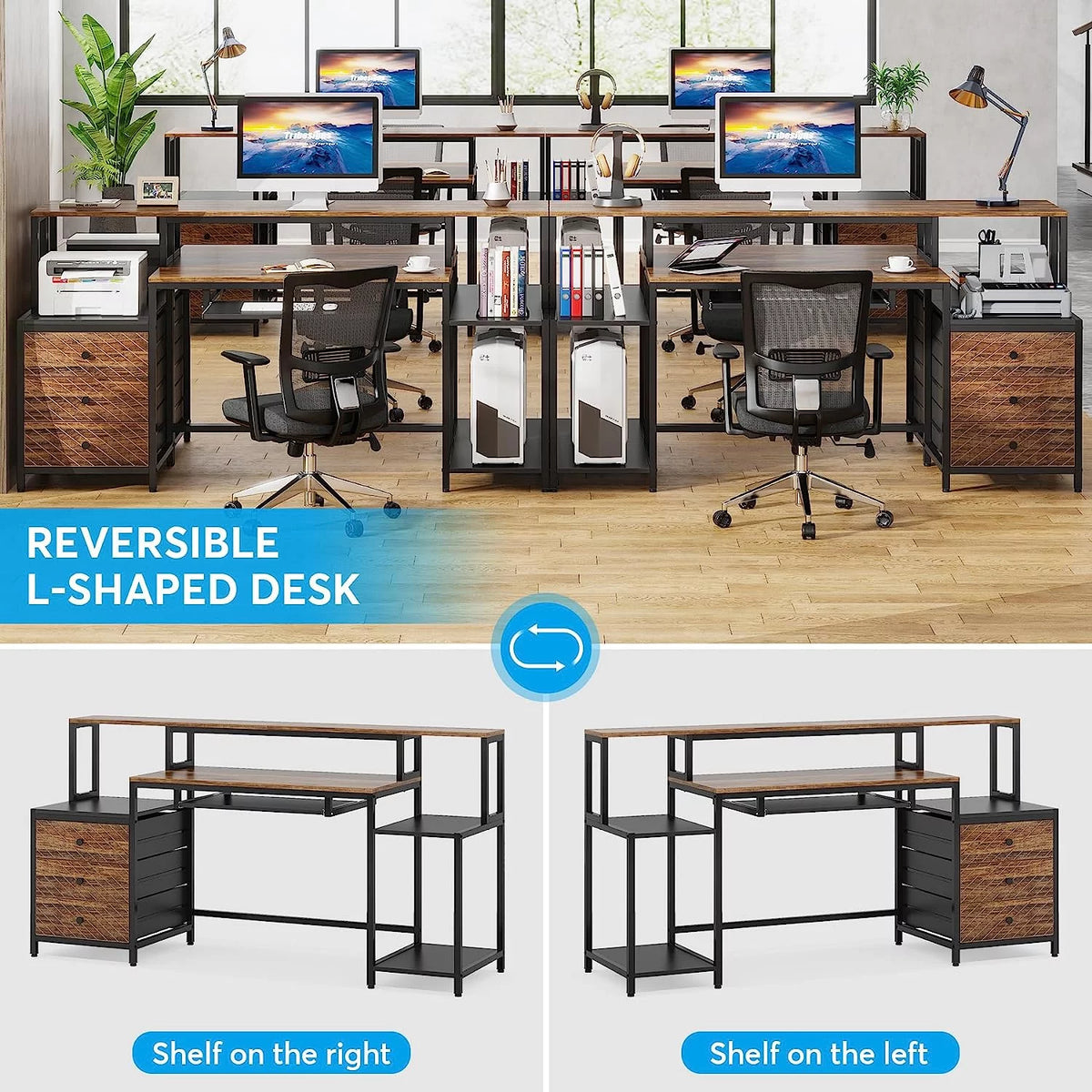 63 inches Computer Desk with 3 Drawers L43121