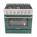 36 Pro-Style Natural Gas Dual Fuel Range with 4 Burners in Green P392575