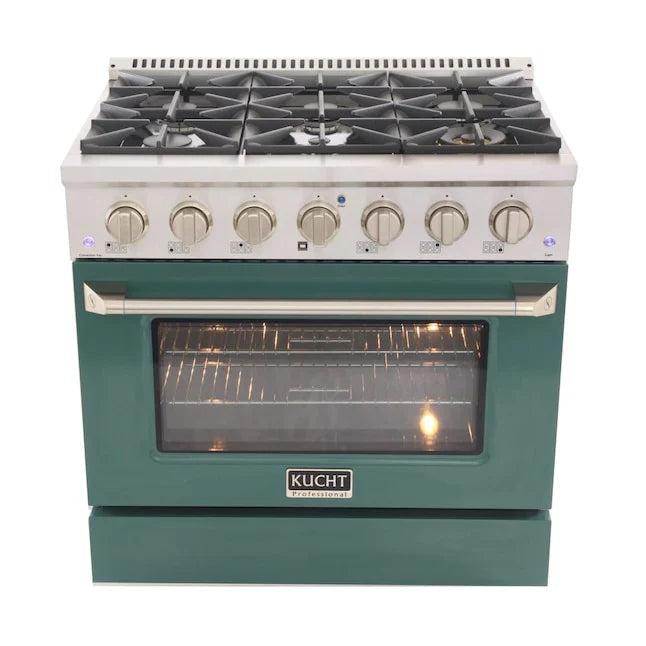 36 Pro-Style Natural Gas Dual Fuel Range with 4 Burners in Green P392575