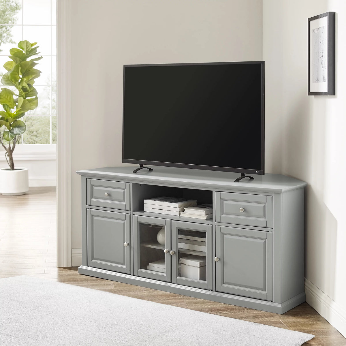 Gray Wood TV Stand P369