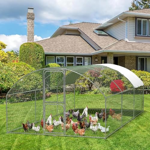 Heavy Duty Walk-in Chicken Coop Metal Poultry Cage with Waterproof UV Cover M318