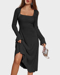 Lace-Up Square Neck A-Line Dress V15268