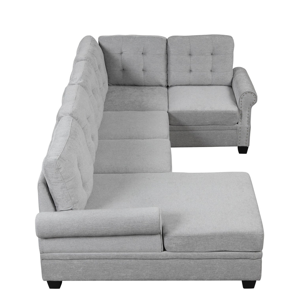 120" U-Shaped Corner Sectional Sofa Grey Z206966