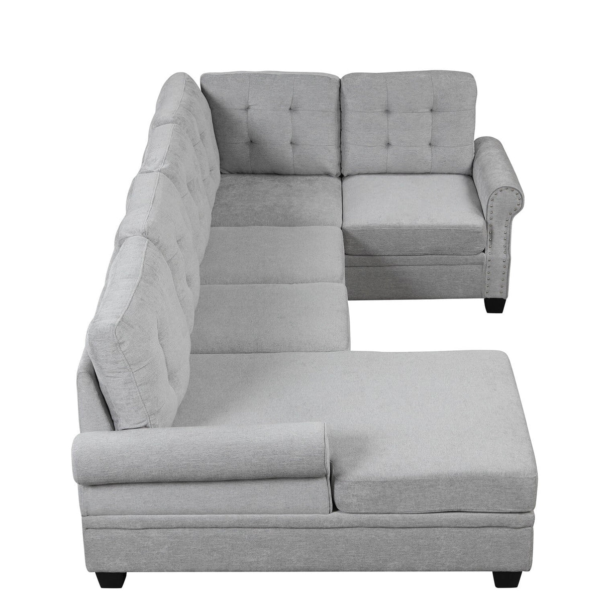 120" U-Shaped Corner Sectional Sofa Grey Z206966