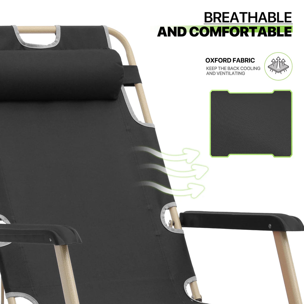 Zero Gravity Lounge Chair with Adjustable Headrest, Black Q302044