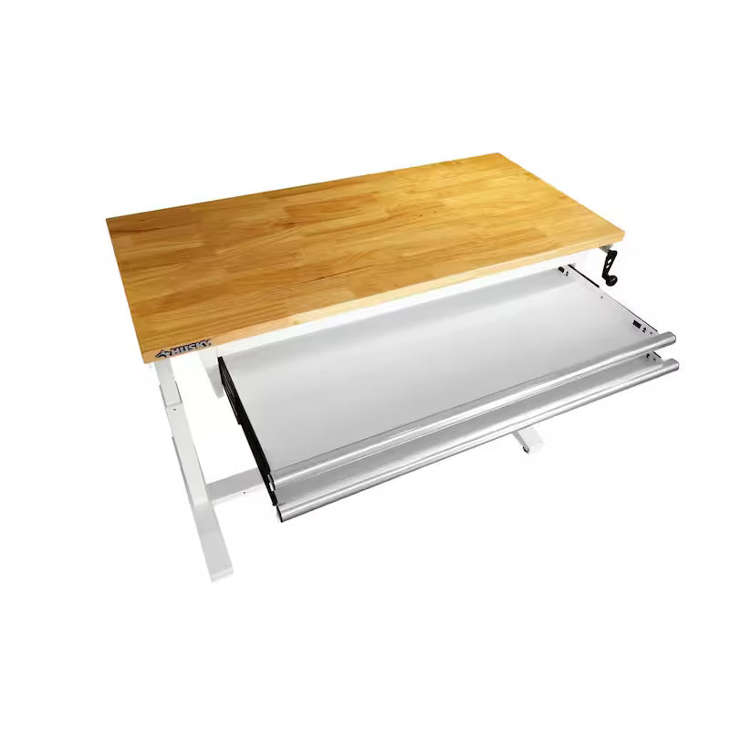 White Adjustable Height Worktable with 2 Drawers A83960