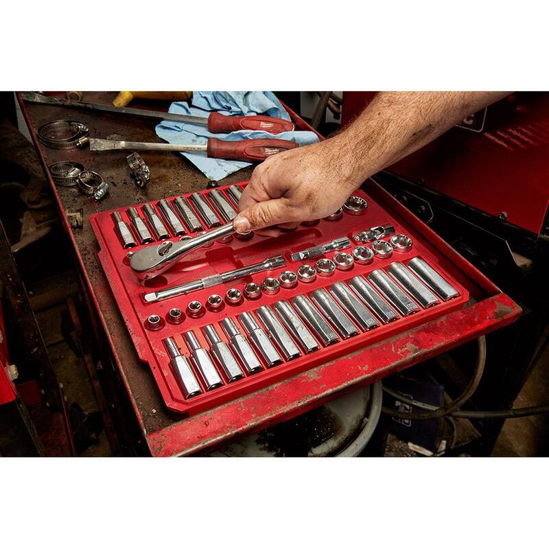 3/8 in. Drive SAE/Metric Ratchet and Socket Mechanics Tool Set (56 piece) & Screwdriver Set (6 piece) K351582