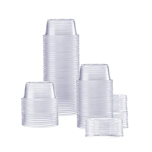 2 oz 100 Count Clear Disposable Plastic Portion Cups with Lids W45492