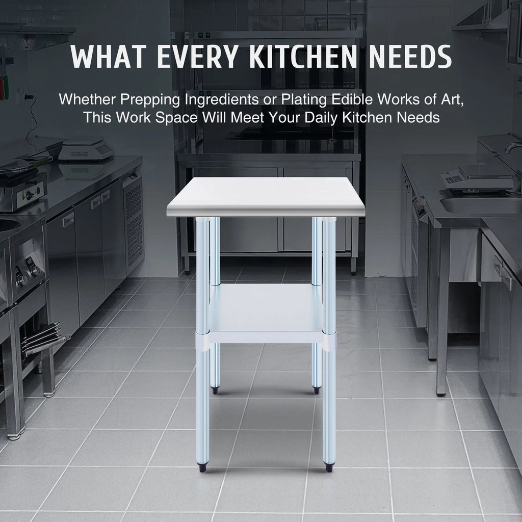Stainless Steel Prep Table with Adjustable Shelf 24x24 Inch H8053