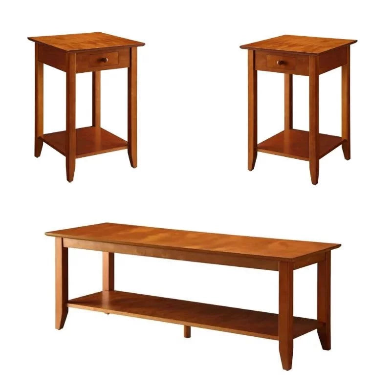 2 Piece Coffee Table and Set of 2 End Table Set in Cherry Q7748