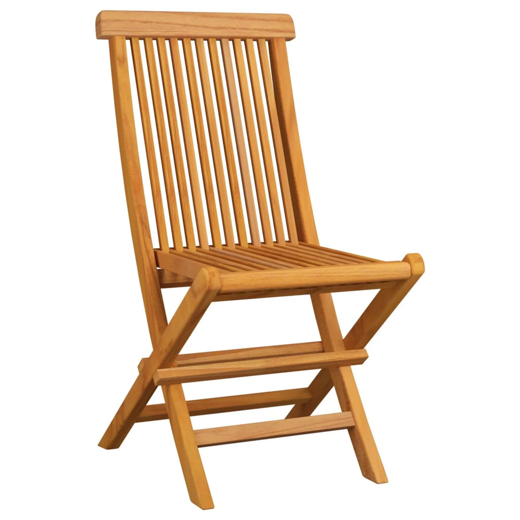 Set of 2 Gray Cushion Teak Wood Foldable Outdoor Dining Chair H73889
