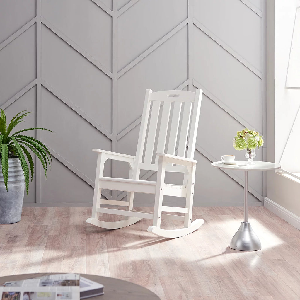 White Poly Lumber Rocking Chair with High Back D23554
