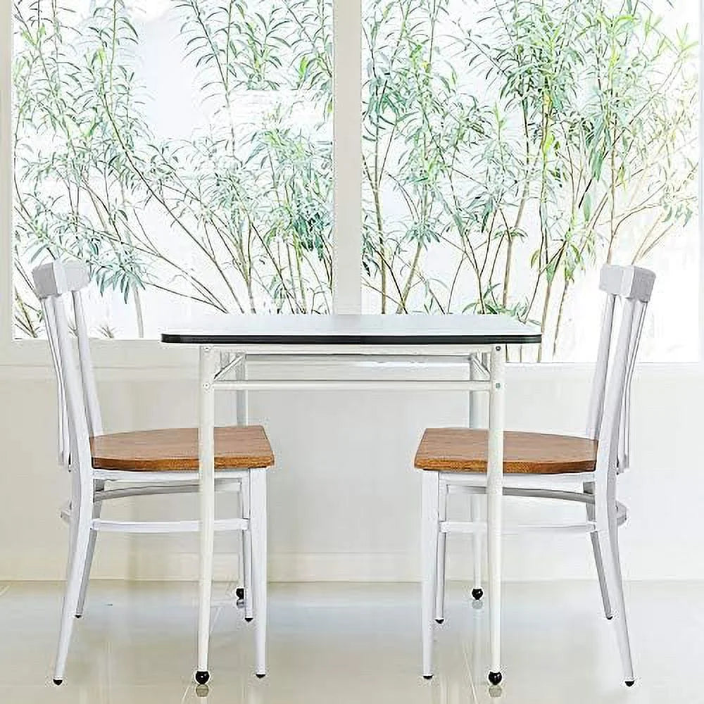Heavy Duty Dining Chairs Natural Wood Seat Sturdy Metal Frame 400lbs Capacity Comb Back C519850