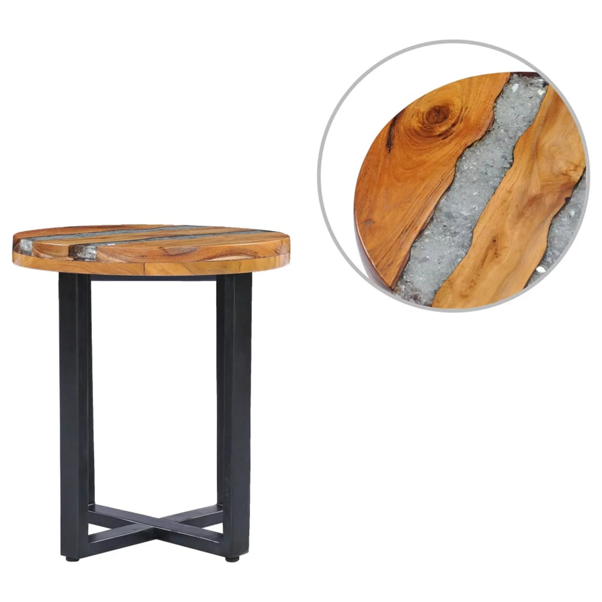 Solid Teak Wood and Polyresin Coffee Table Z285