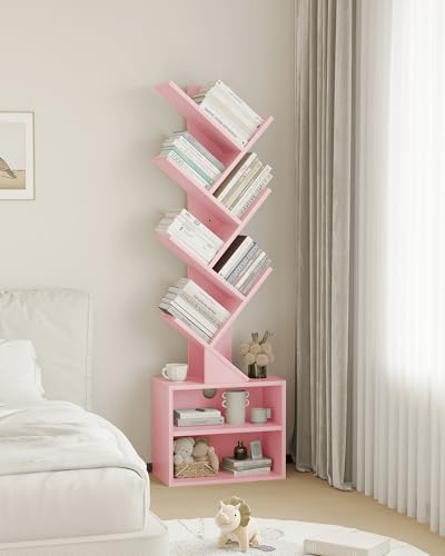 6 Tier Tree Bookshelf with Storage Cabinet O333236