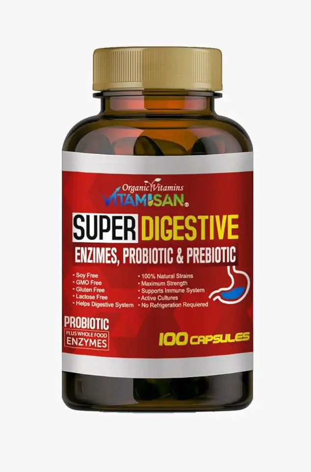 Digestive Enzymes Pancreatin Probiotic and Prebiotic 100 Caps J83544