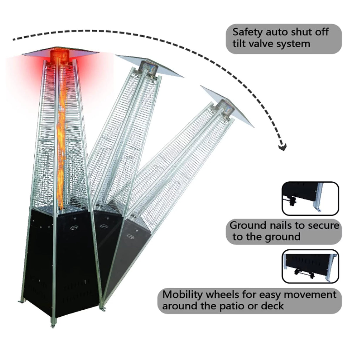 48,000 Btu Black Propane Patio Heater with Cover C3002