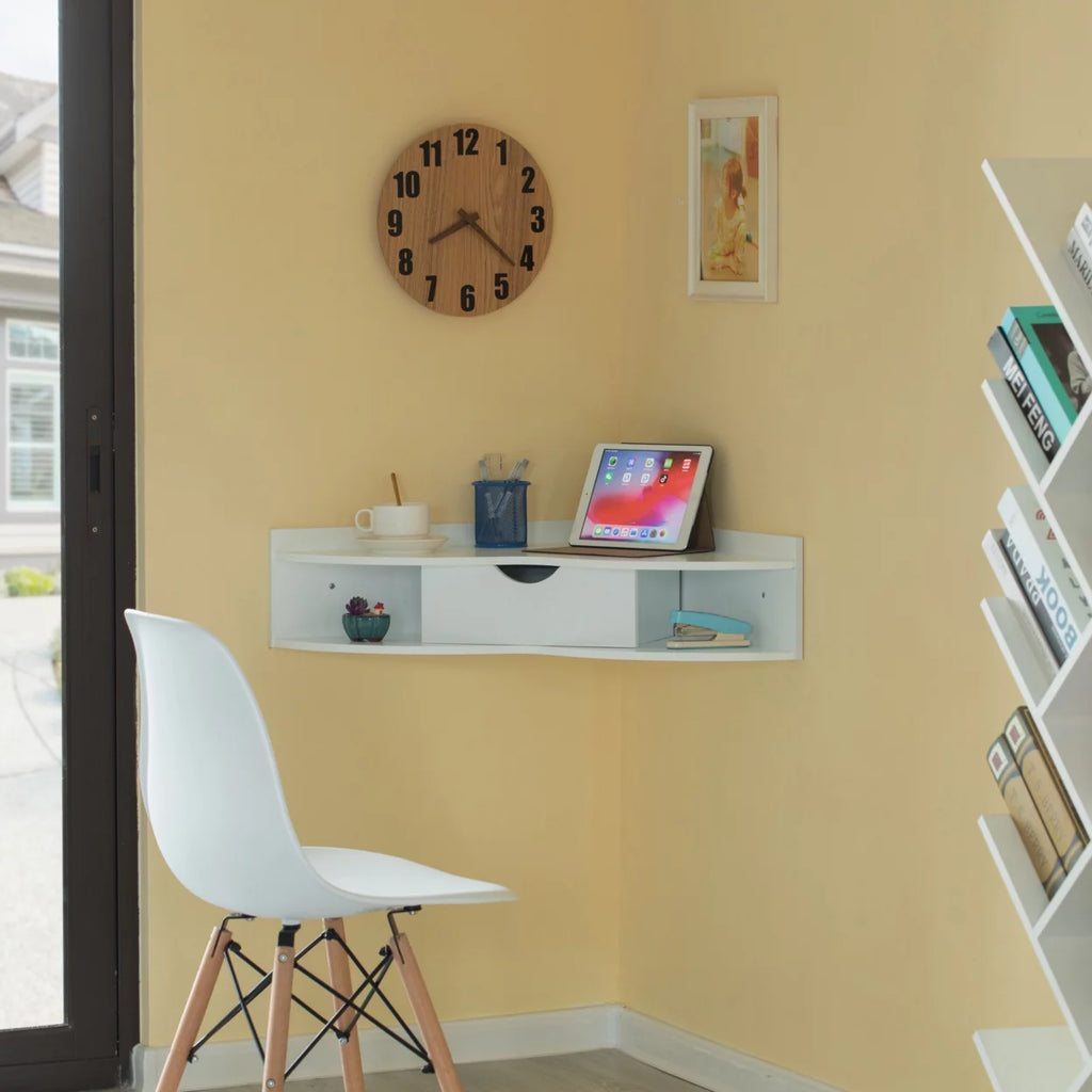 Heart Shaped Corner Desk with Drawer and Two Shelves G24481