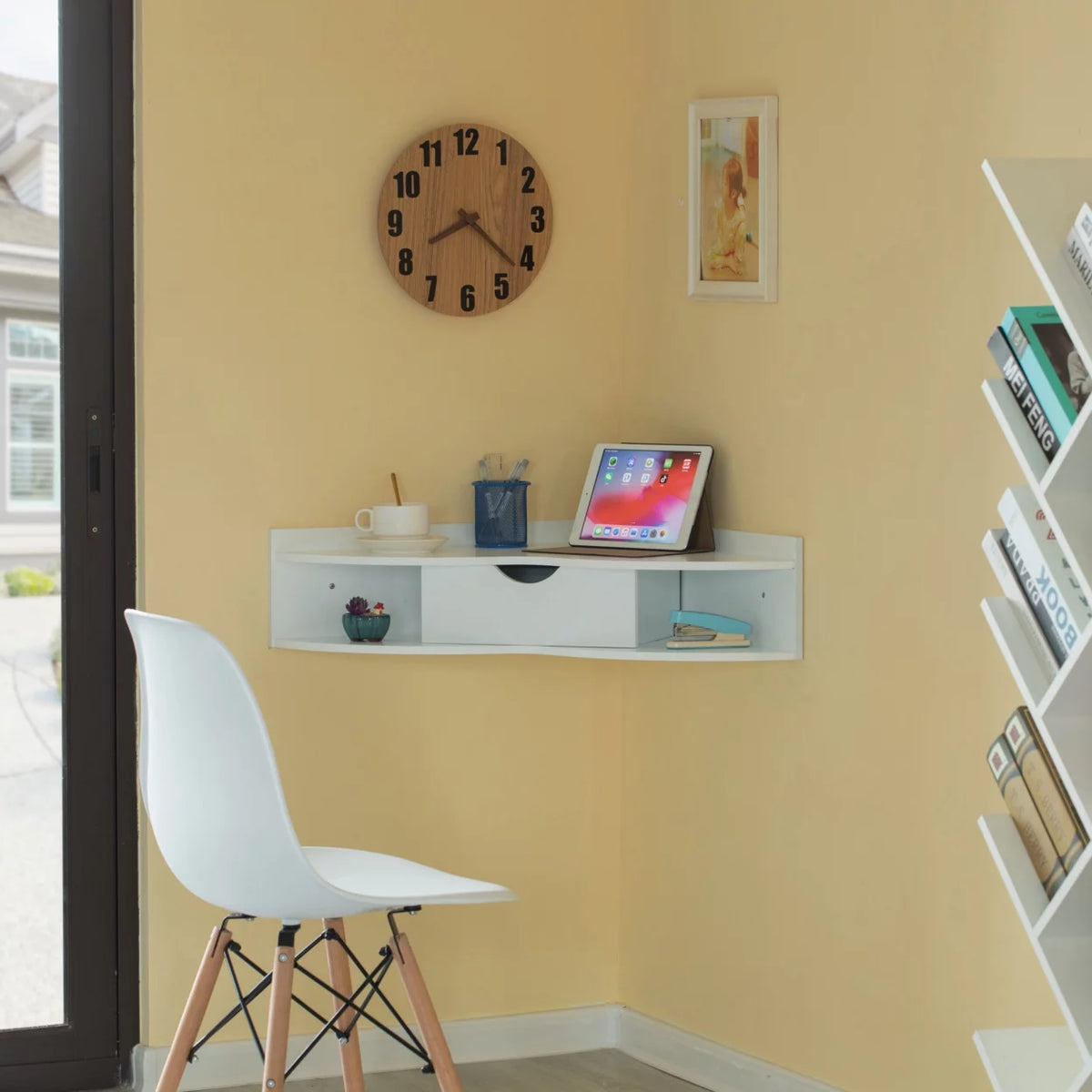 Heart Shaped Corner Desk with Drawer and Two Shelves G24481