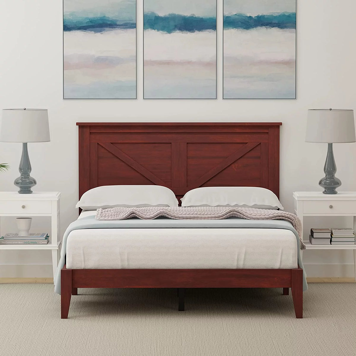 Solid Wood Platform Bed Full Q1744