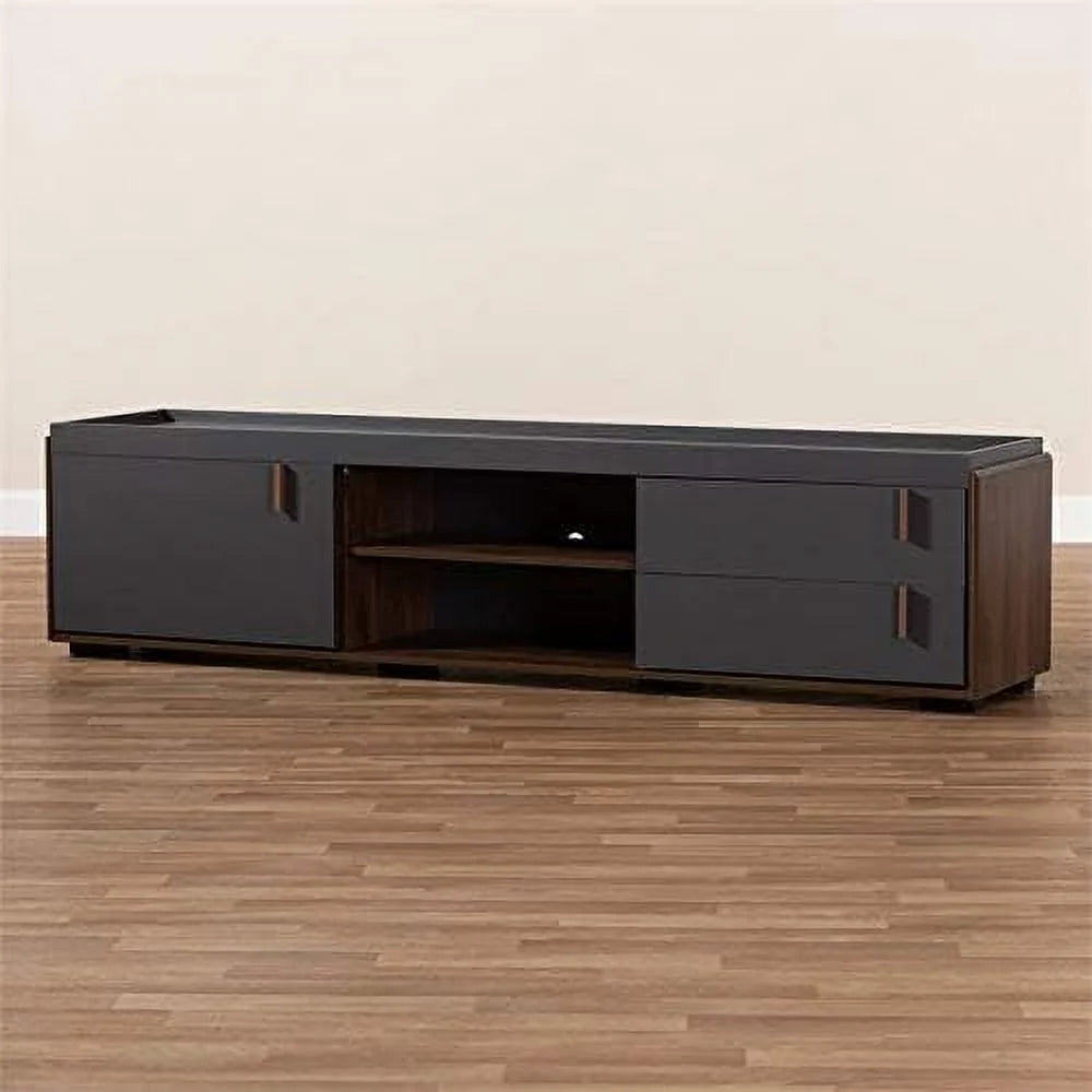 Gray and Walnut Wood TV Stand P428362