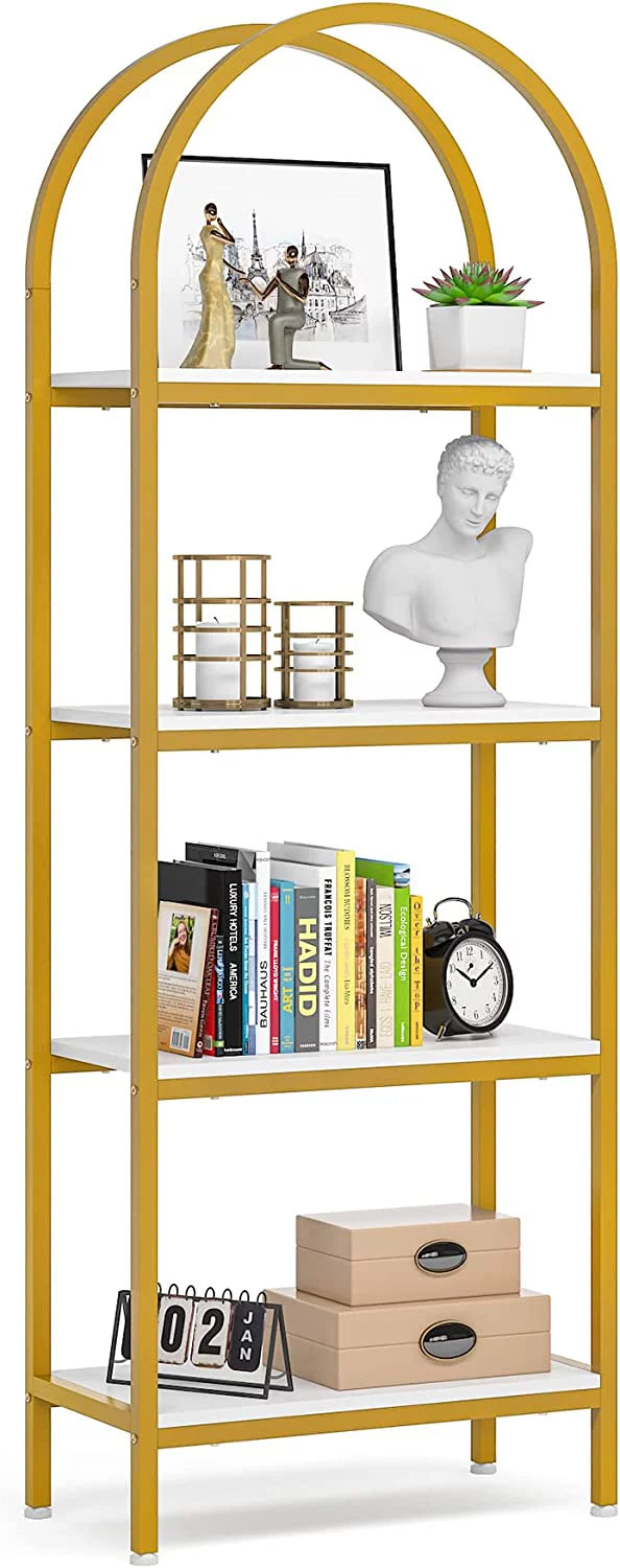 4-Tier 70.8" Arched Bookshelf with Metal Frame Q609321