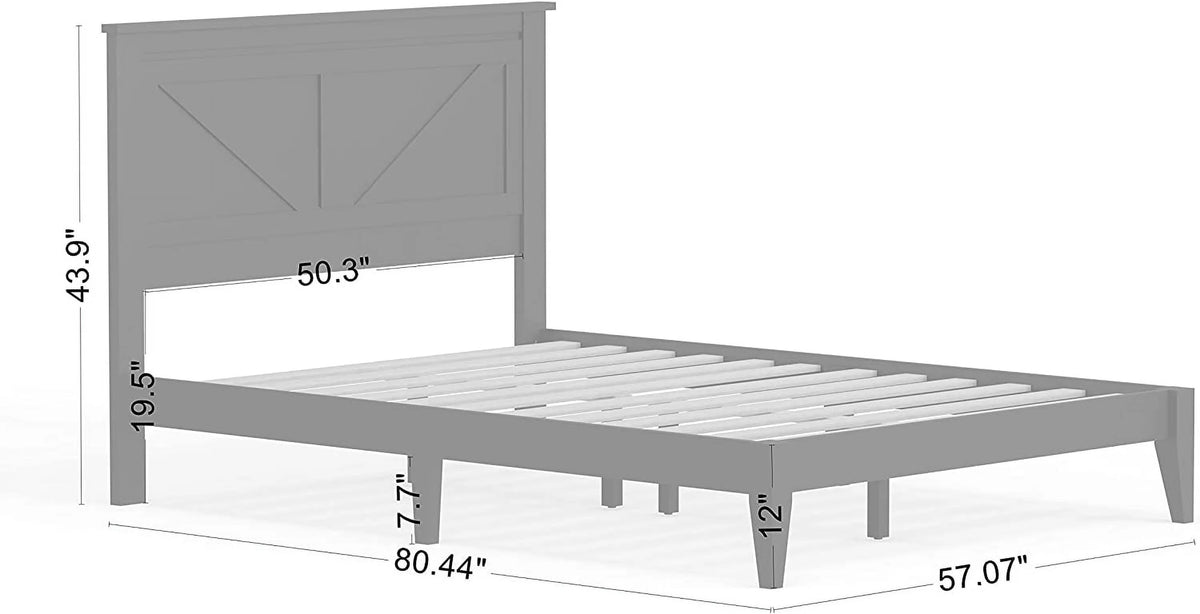 Solid Wood Platform Bed Full Q1744