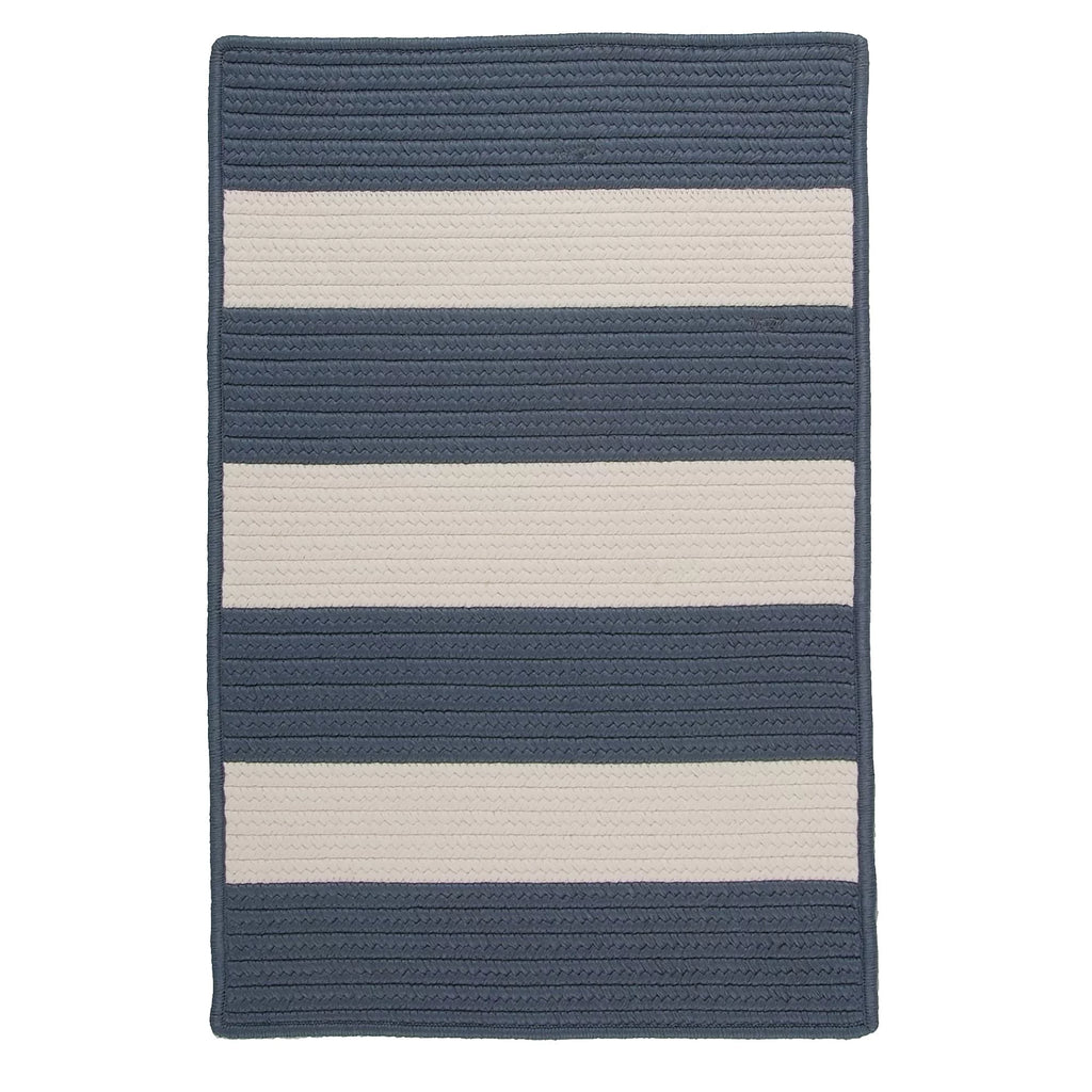 5' x 8' Steel Blue Striped Reversible Rectangular Outdoor S218465