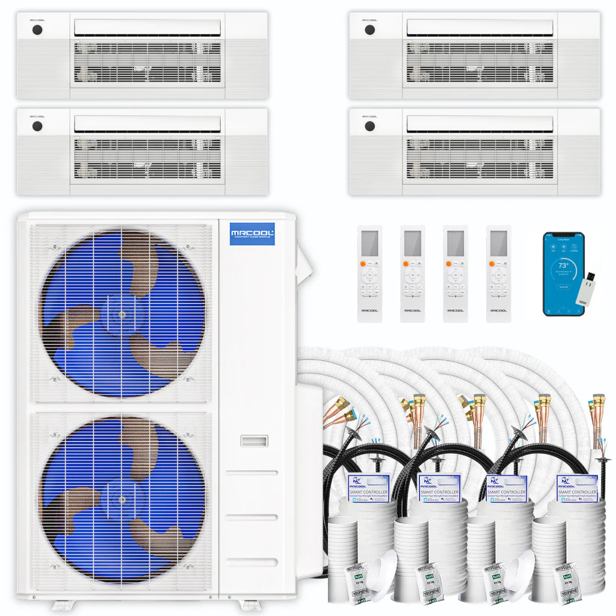 48,000 BTU 4 Zone Ceiling Cassette Ductless Air Conditioner and Heat Pump U50618