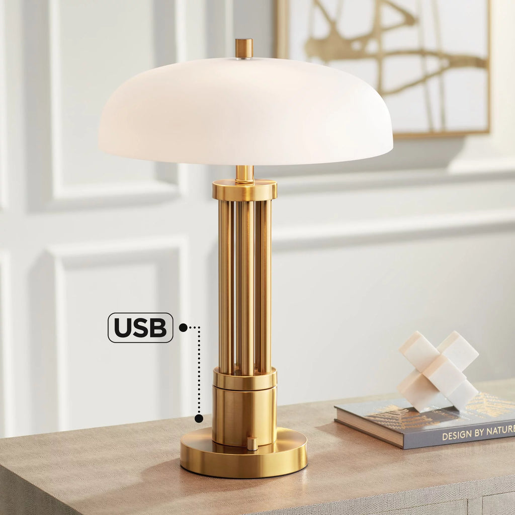 Mid Century Modern Accent Table Lamp with USB Ports Q75204