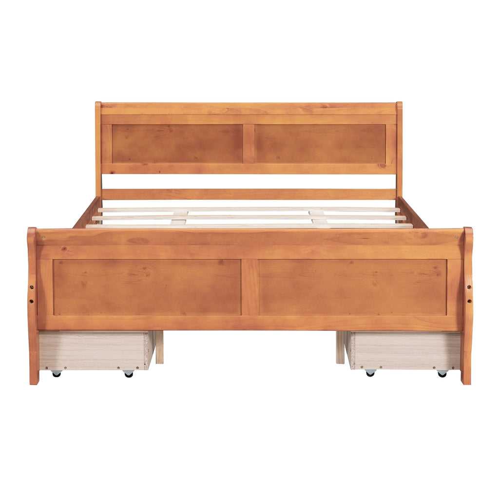 Queen Size Wood Platform Bed Frame with 4 Storage Drawers F909